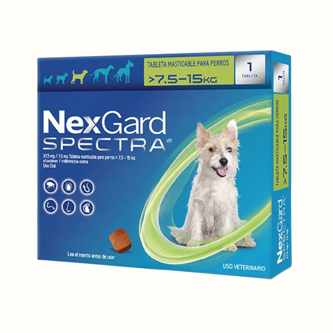 Desparacitante Interno y externo NextGard Spectra 7.5 a 15 Kg